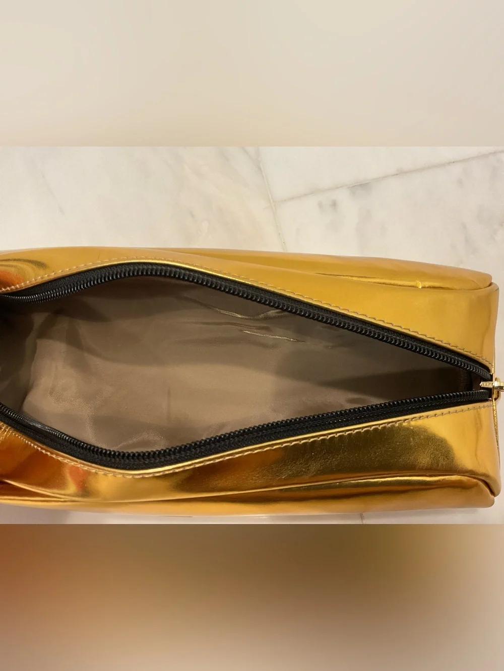 NEW - TUMI Zippered Ballistic Nylon Pencil Case - Cord Pouch - METALLIC GOLD